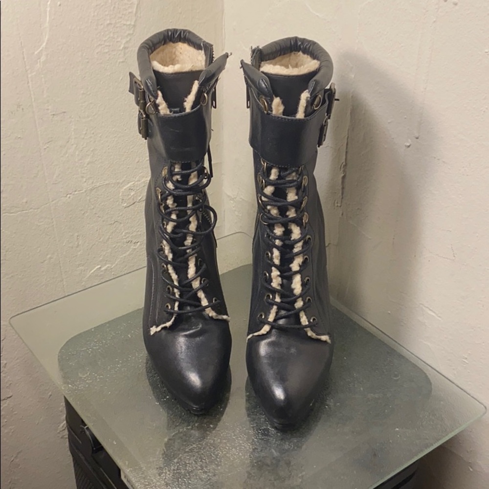 Aldo black genuine leather heeled boots - Picture 2 of 4